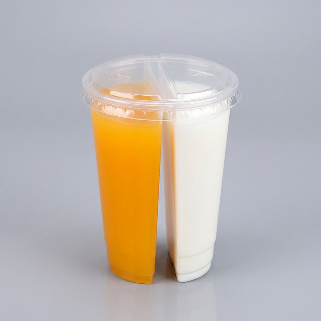 Split Takeaway Cups with Lids — 700ml, 10 Pack (Dual Compartment)