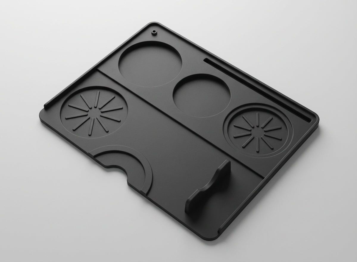 Silicone Espresso Tamping Mat — Corner Bench Edge Design