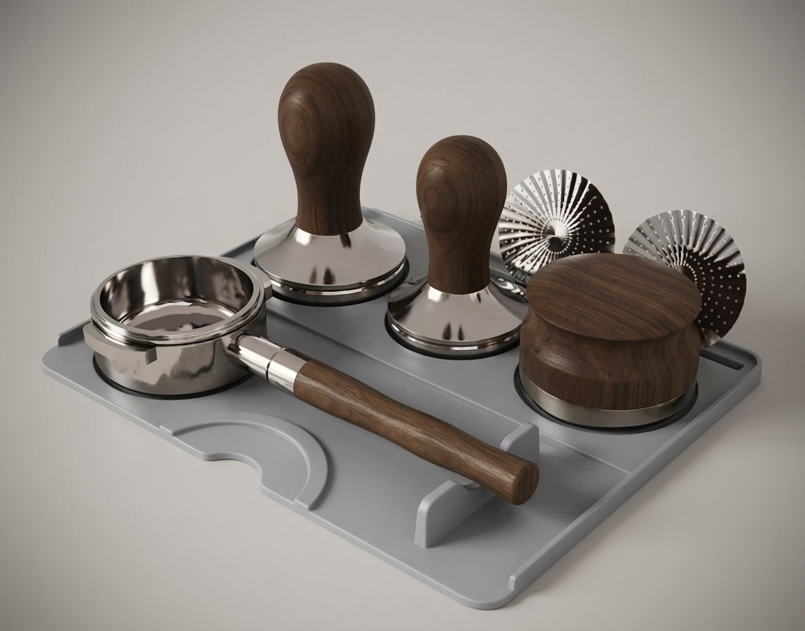 Silicone Espresso Tamping Mat — Corner Bench Edge Design