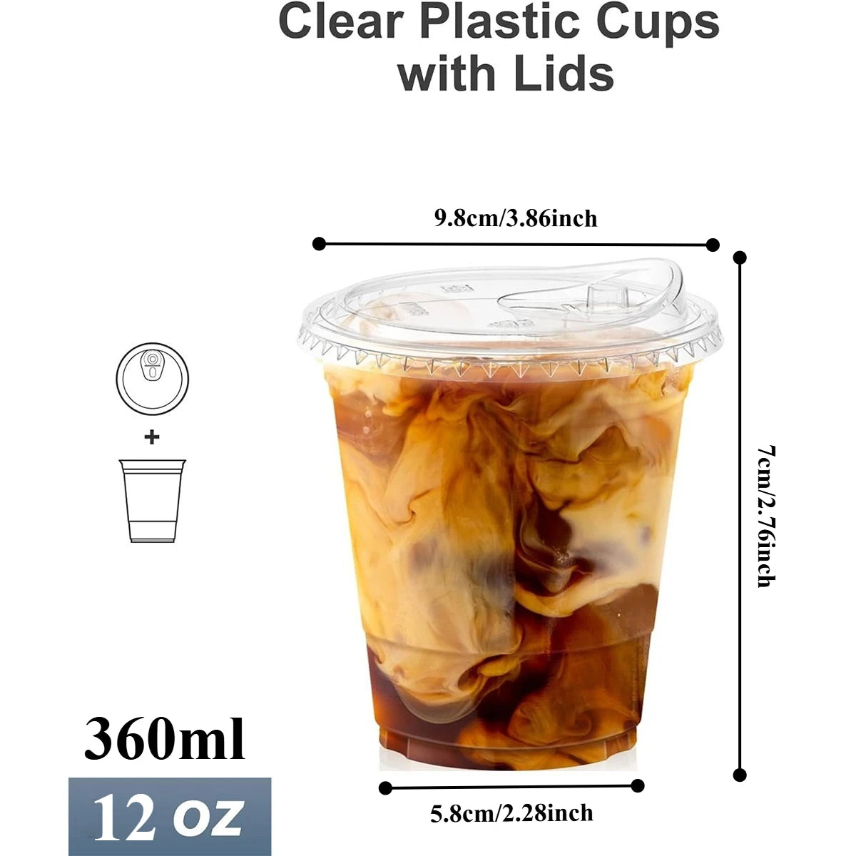 Clear Plastic Iced Coffee Cups with Dome Lids — 12oz / 16oz / 20oz
