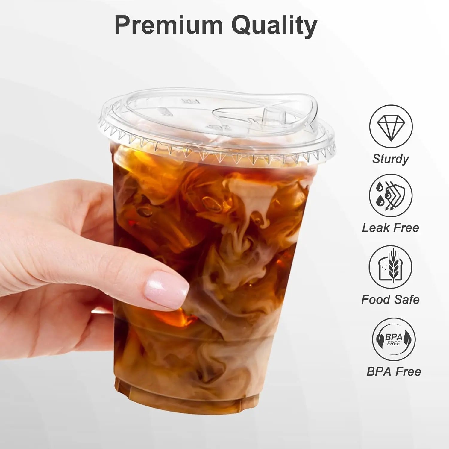 Clear Plastic Iced Coffee Cups with Dome Lids — 12oz / 16oz / 20oz