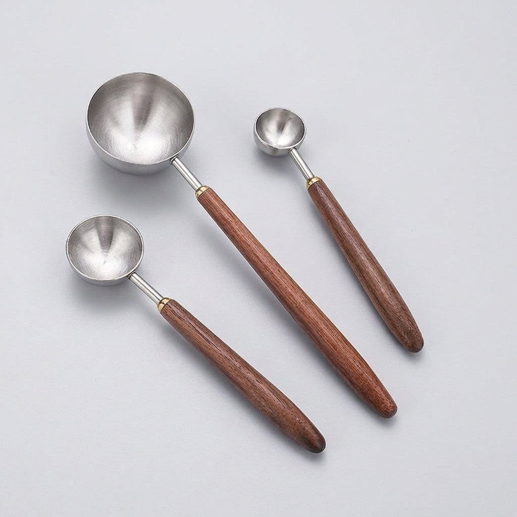Walnut Wood Coffee Scoop — 25ml Stainless Steel Measuring Spoon