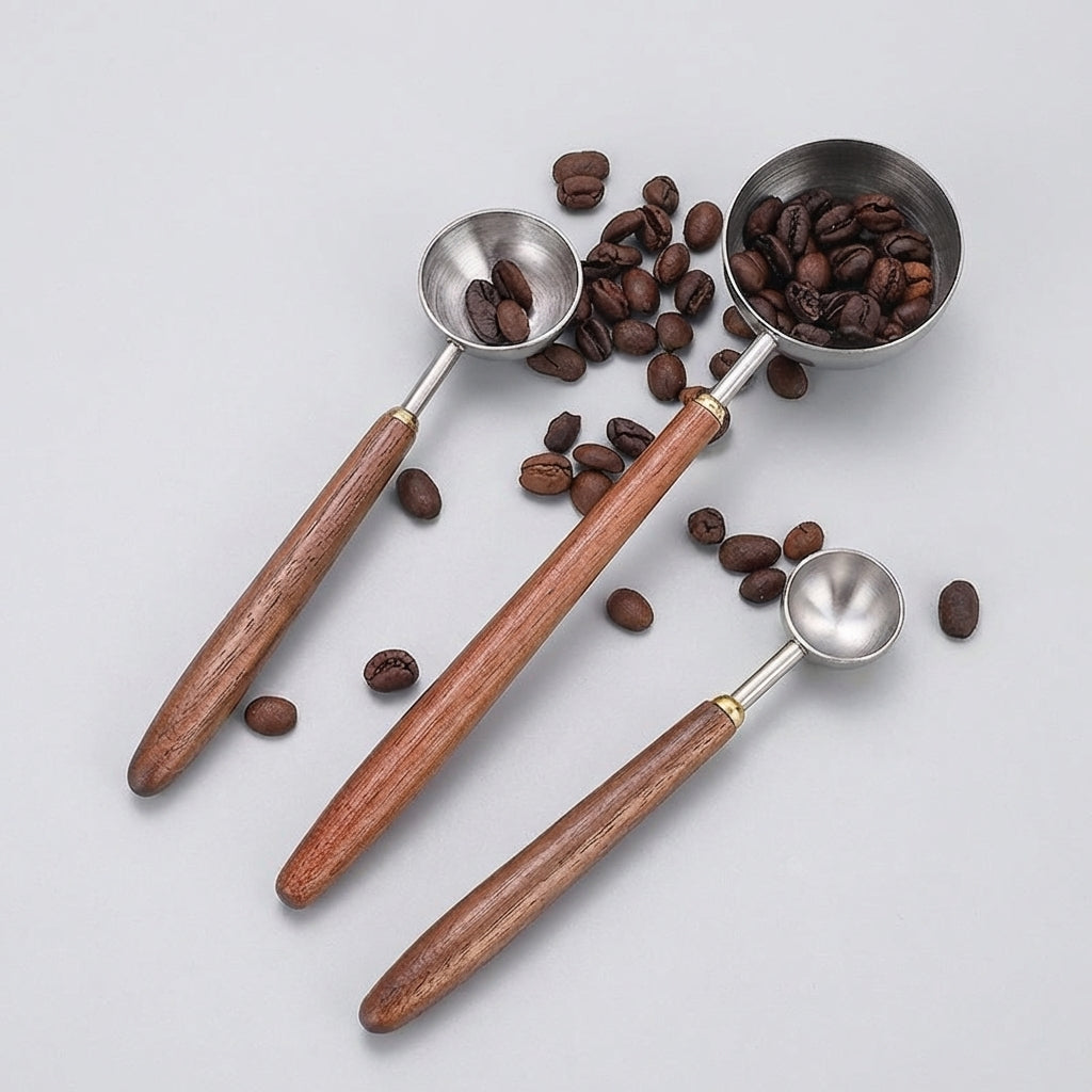 Walnut Wood Coffee Scoop — 25ml Stainless Steel Measuring Spoon