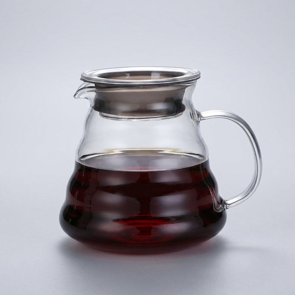 Glass Pour-Over Coffee Server — 360ml / 600ml / 800ml with Lid