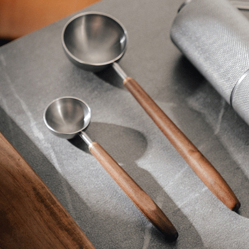 Walnut Wood Coffee Scoop — 25ml Stainless Steel Measuring Spoon