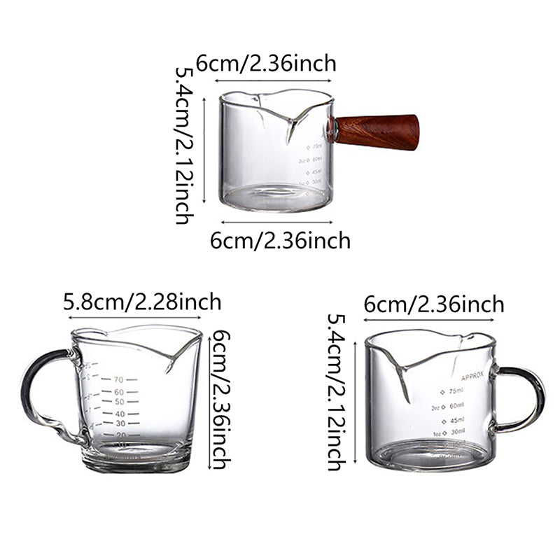 Espresso Shot Glass — Graduated Measuring Cup with Spout (70ml / 75ml)