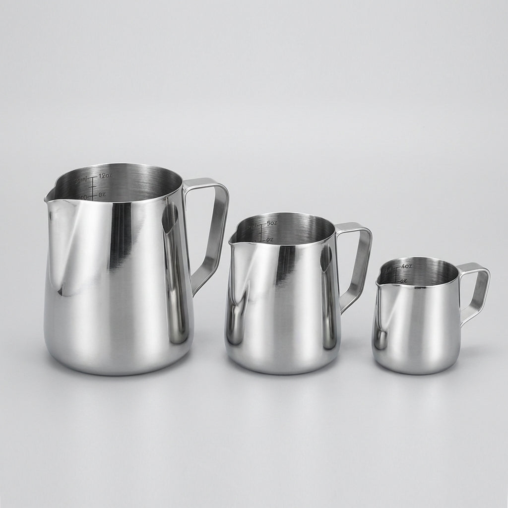 Stainless Steel Milk Frothing Pitcher — 100ml / 350ml / 600ml