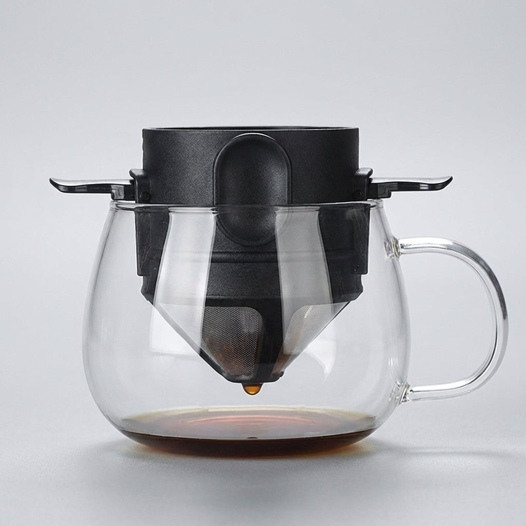 Portable Pour-Over Coffee Dripper — Foldable Stainless Steel Mesh Filter